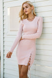 Lace Slit Knit Sweater Dress