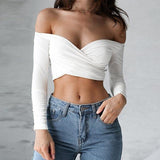 Off Shoulder Deep-V Crop
